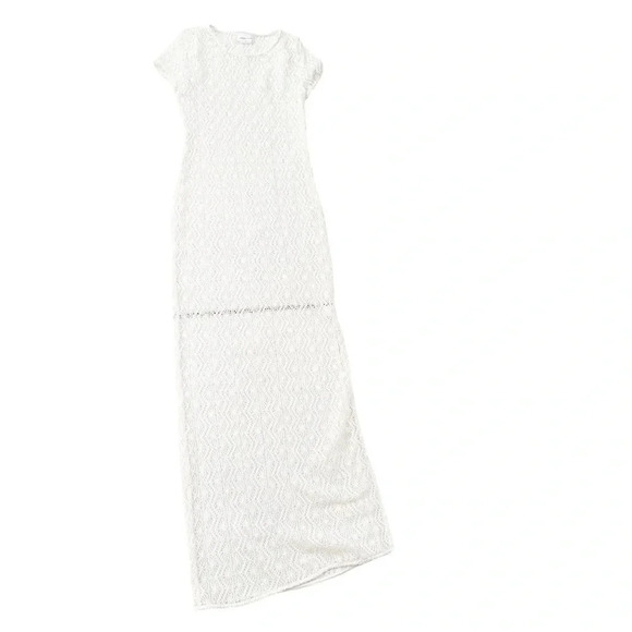 Lovers + Friends Crochet Short Sleeve Maci Cover Up Dress White Size M - Picture 3 of 11